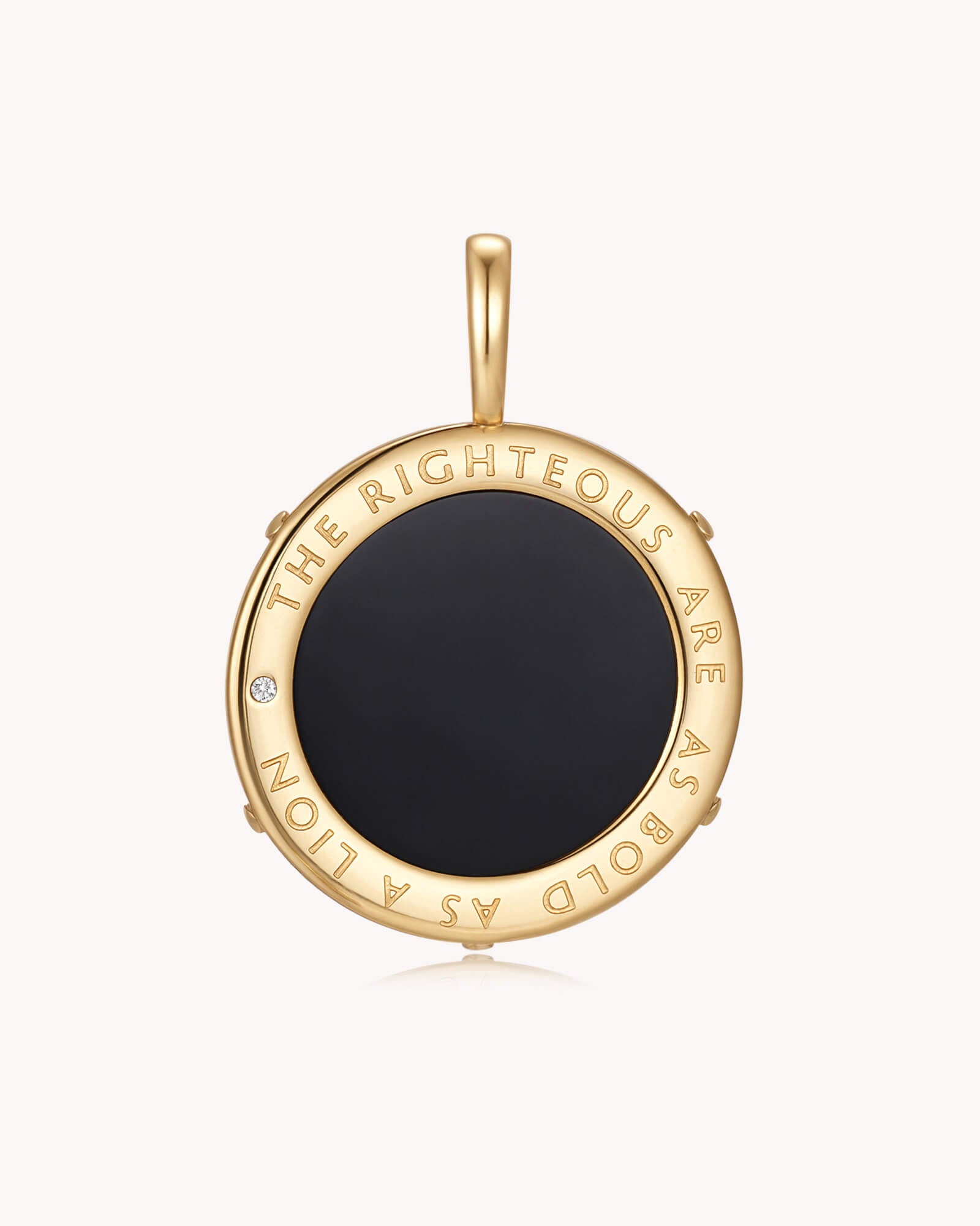 Back of Bold as a Lion Proverbs 28:1 Gold Onyx Medallion