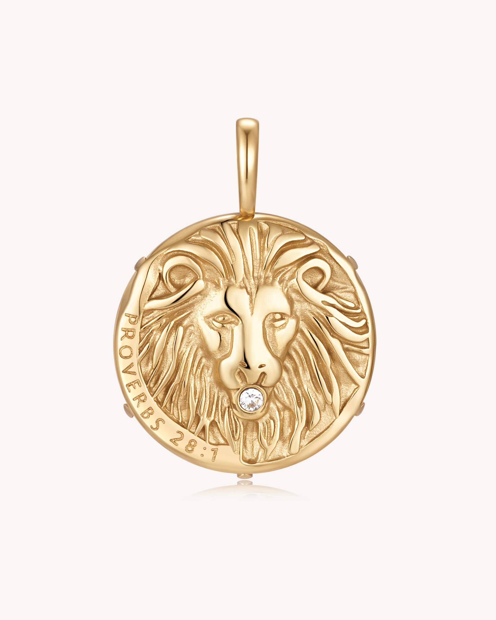 Bold as a Lion Proverbs 28:1 Gold Onyx Medallion