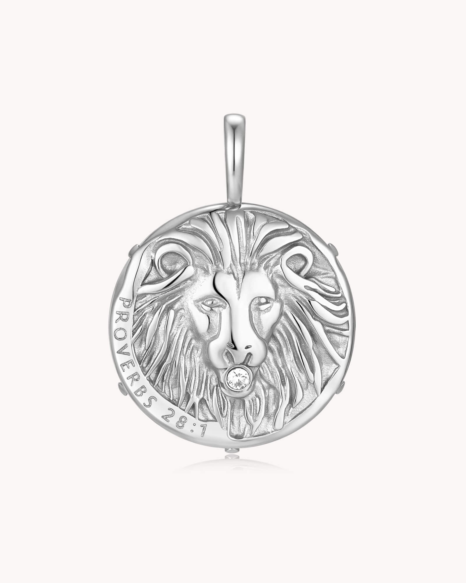 Bold as a Lion Proverbs 28:1 Stainless Steel Onyx Medallion
