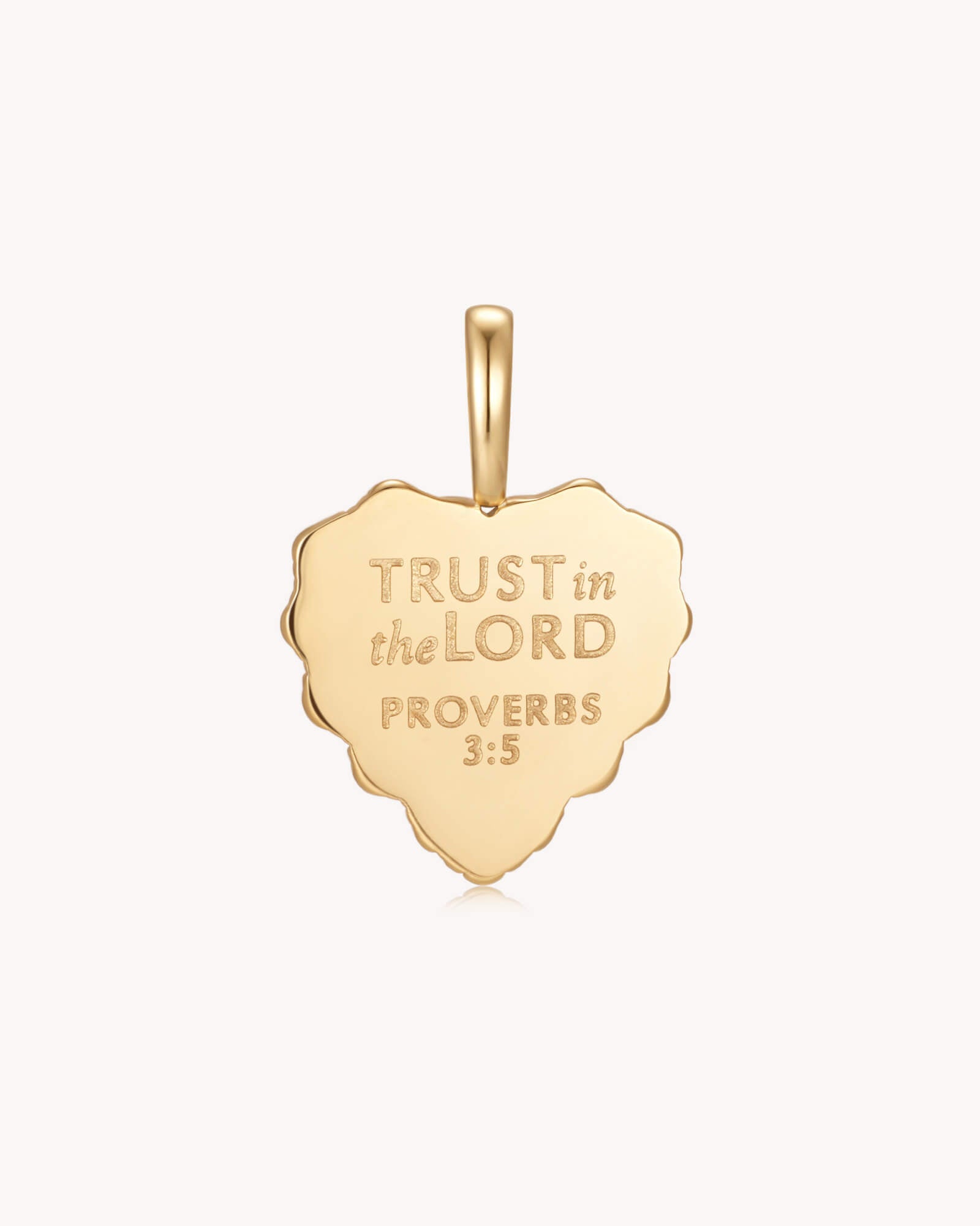 Back of Trust in the LORD Proverbs 3:5-6 Gold Black Onyx Heart Pendant