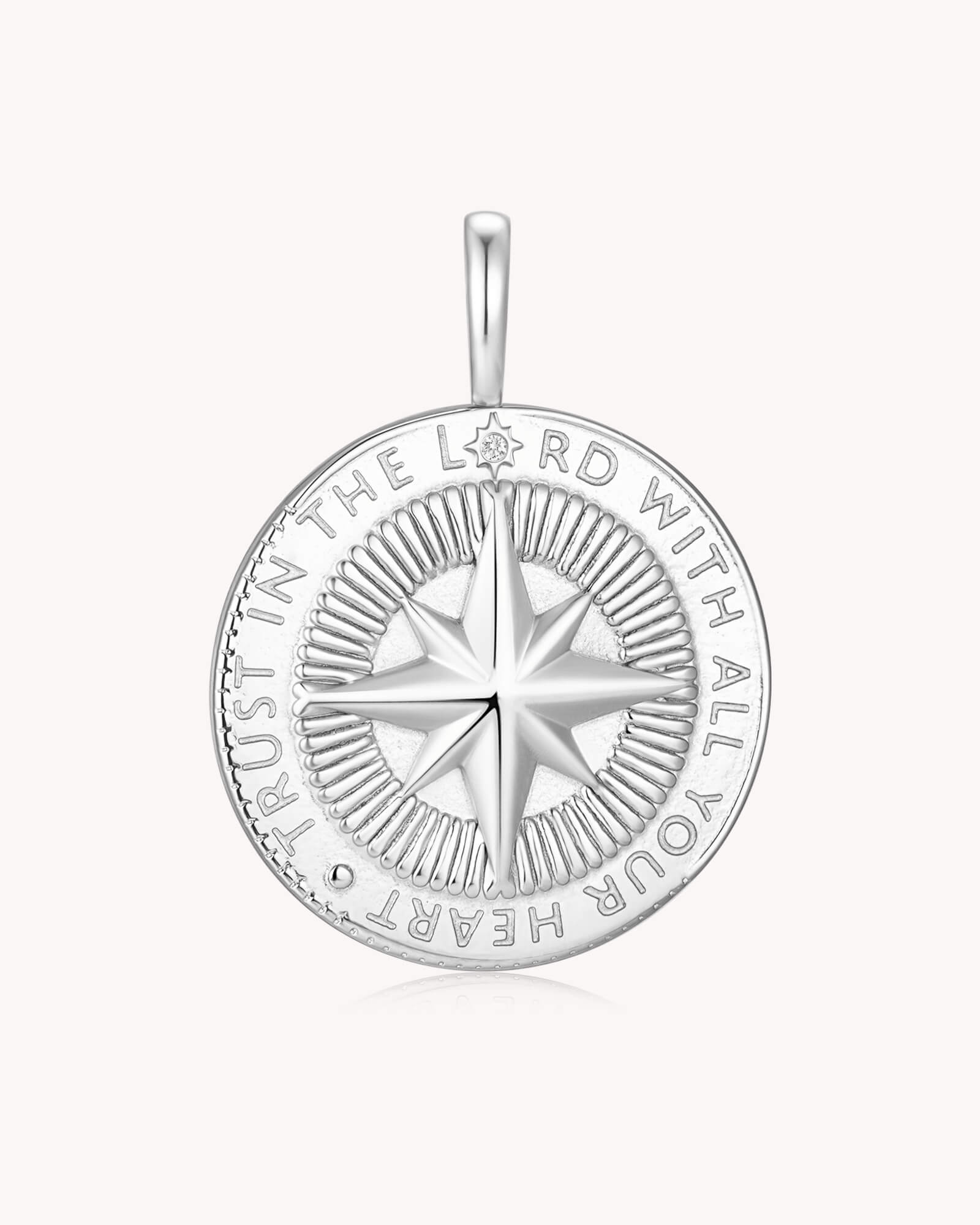Trust in The LORD Proverbs 3:5-6 White Gold Medallion