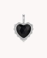 Trust in the LORD Proverbs 3:5-6 White Gold Black Onyx Heart Pendant