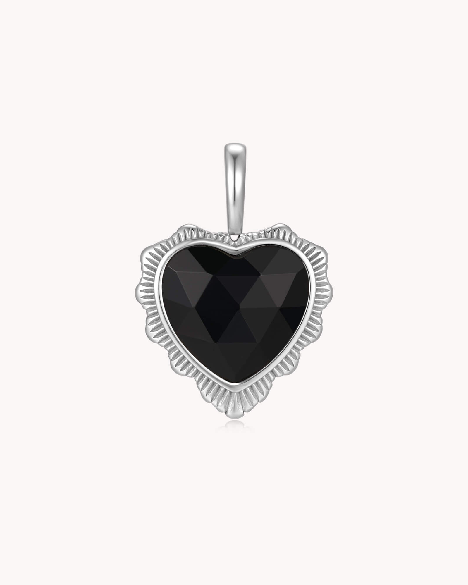 Trust in the LORD Proverbs 3:5-6 White Gold Black Onyx Heart Pendant