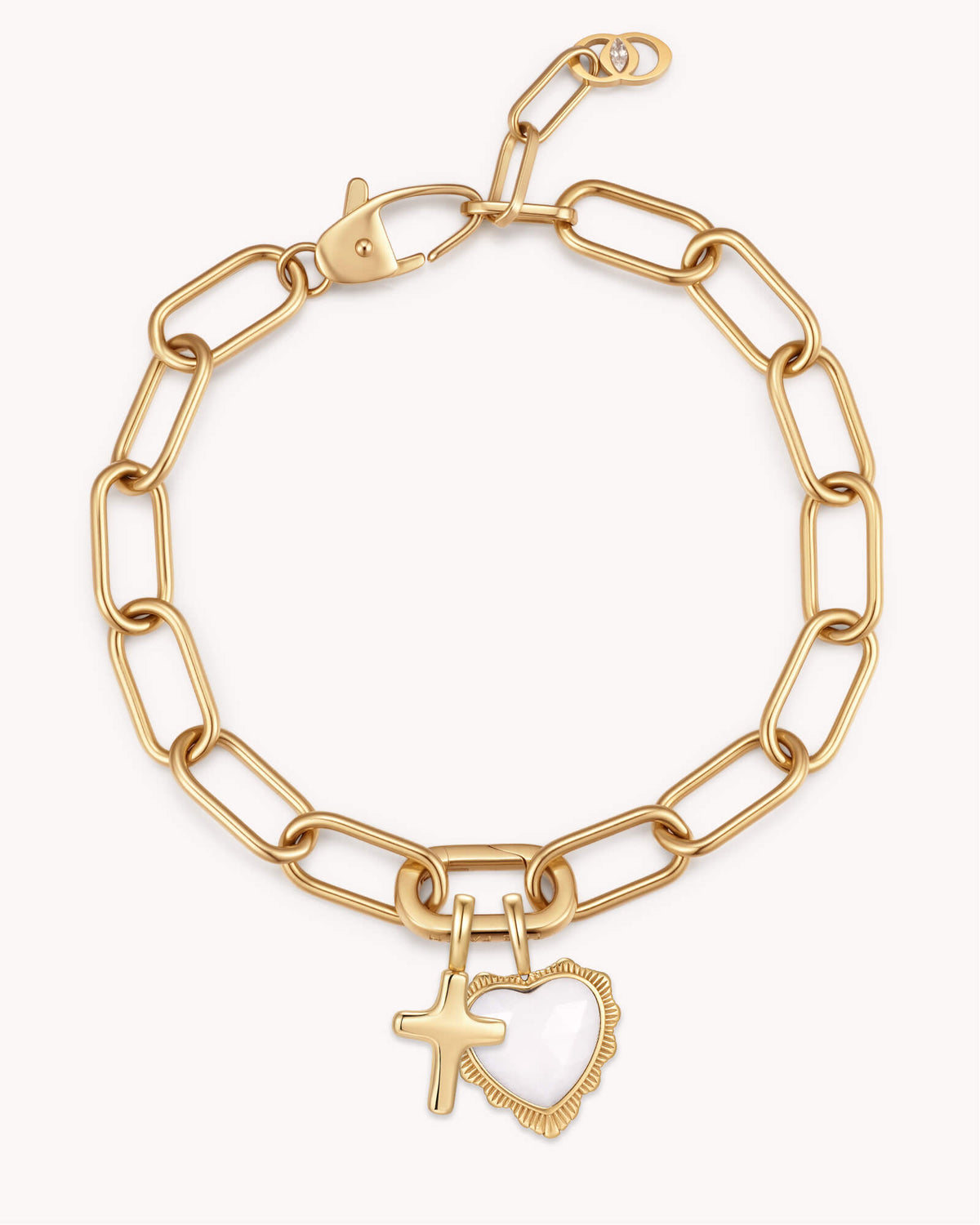 Proverbs 31:28 Blessed Gold Heart Puff Cross Charm Bracelet