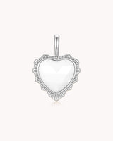 Call Her Blessed Proverbs 31:28 White Gold White Onyx Heart Pendant