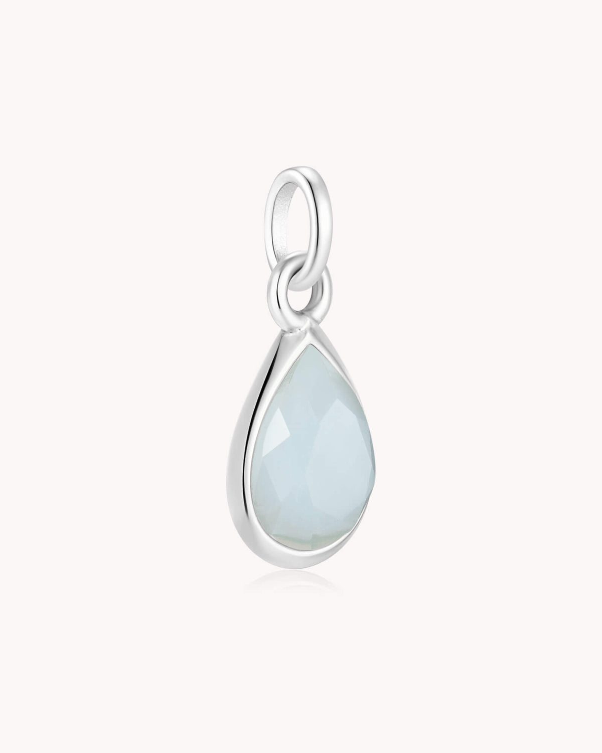 Angled view of Guard Your Heart Proverbs 4:23 White Gold Aquamarine Heart Pendant
