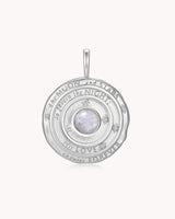 The Moon and Stars Psalm 136:9 White Gold Moonstone Medallion