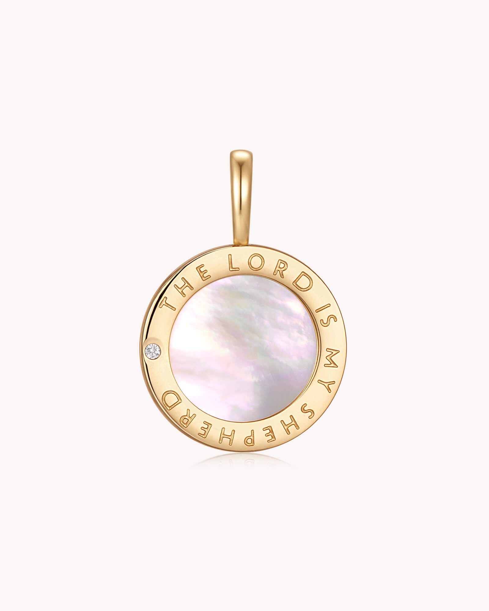 The LORD Is My Shepherd Psalm 23 Alabaster Gold Pendant