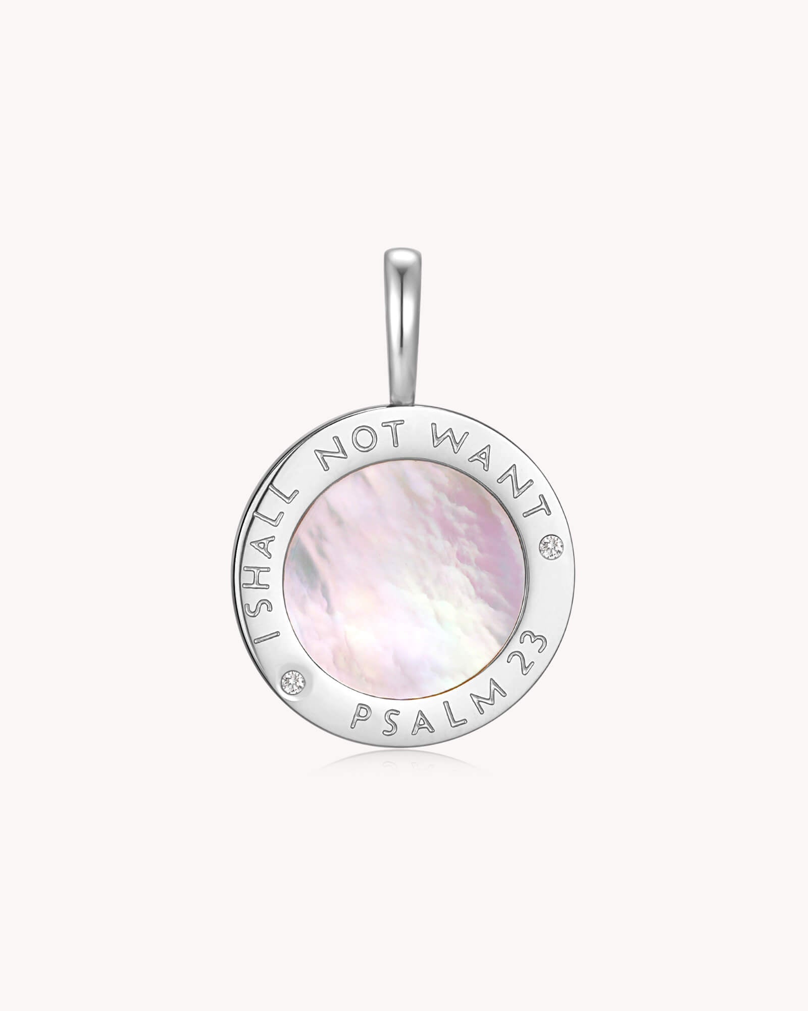 Back of The LORD Is My Shepherd Psalm 23 White Gold Pendant