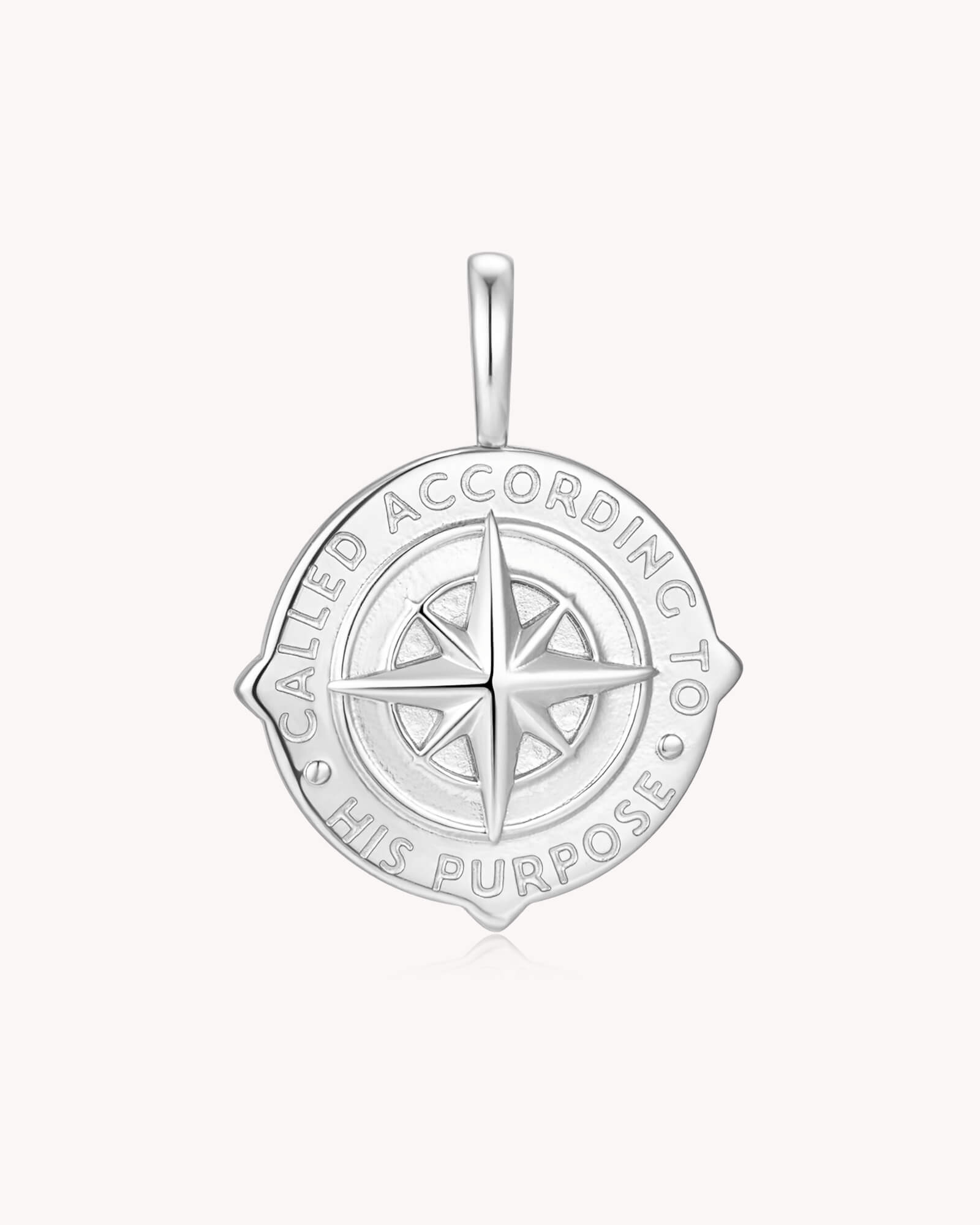 Called According to His Purpose Romans 8:28 White Gold Pendant