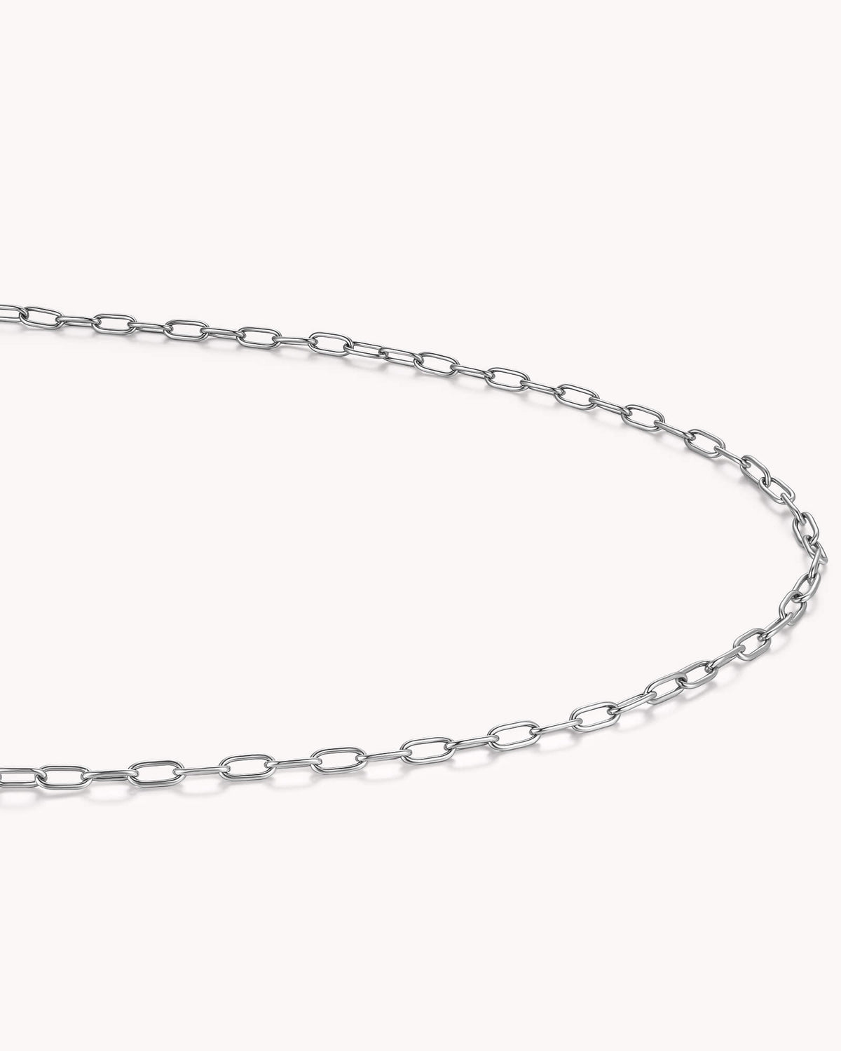 Angled view of Small Link Chain Stainless Steel Necklace