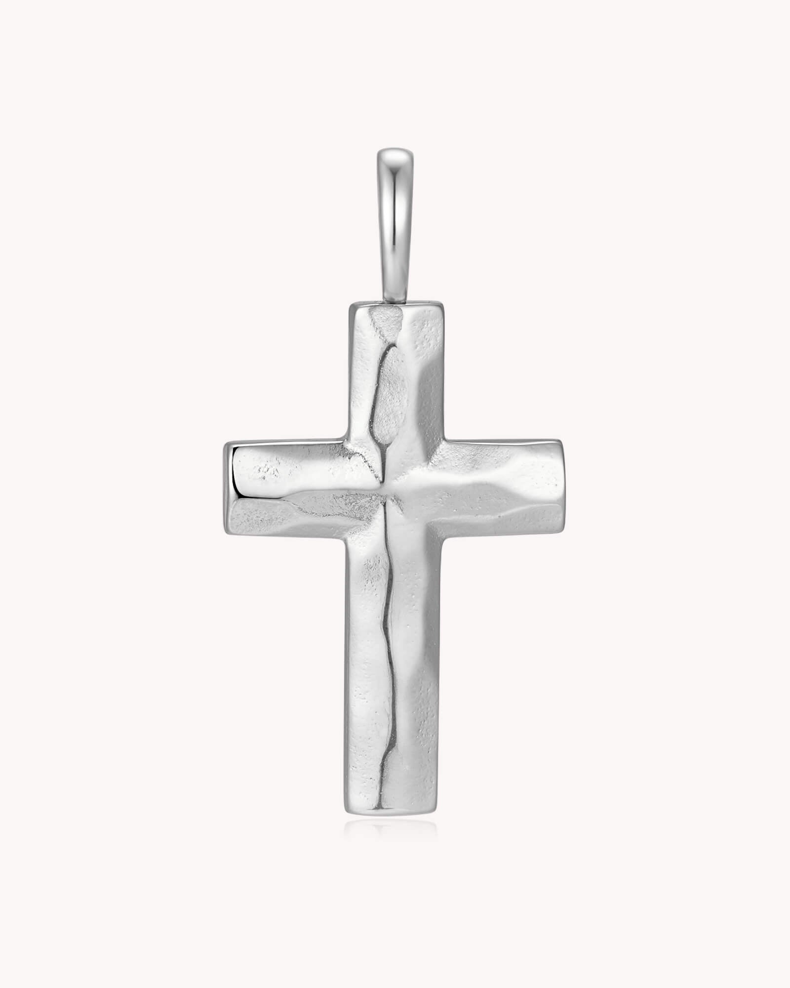 Stainless Steel Large Textured Cross Pendant