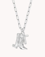 Standing Firm in His Light White Gold Cross Necklace
