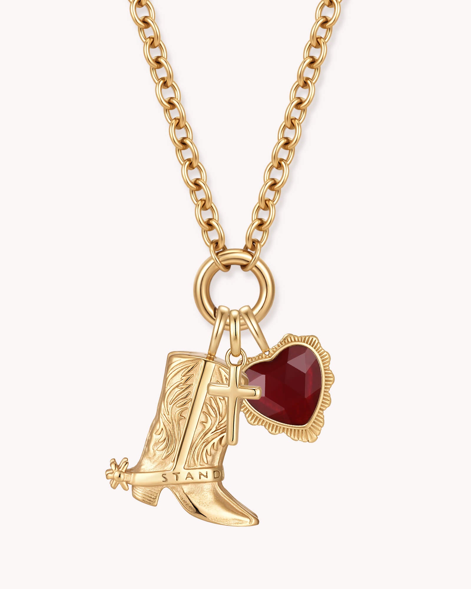 Standing Firm in His Love Gold Heart Necklace