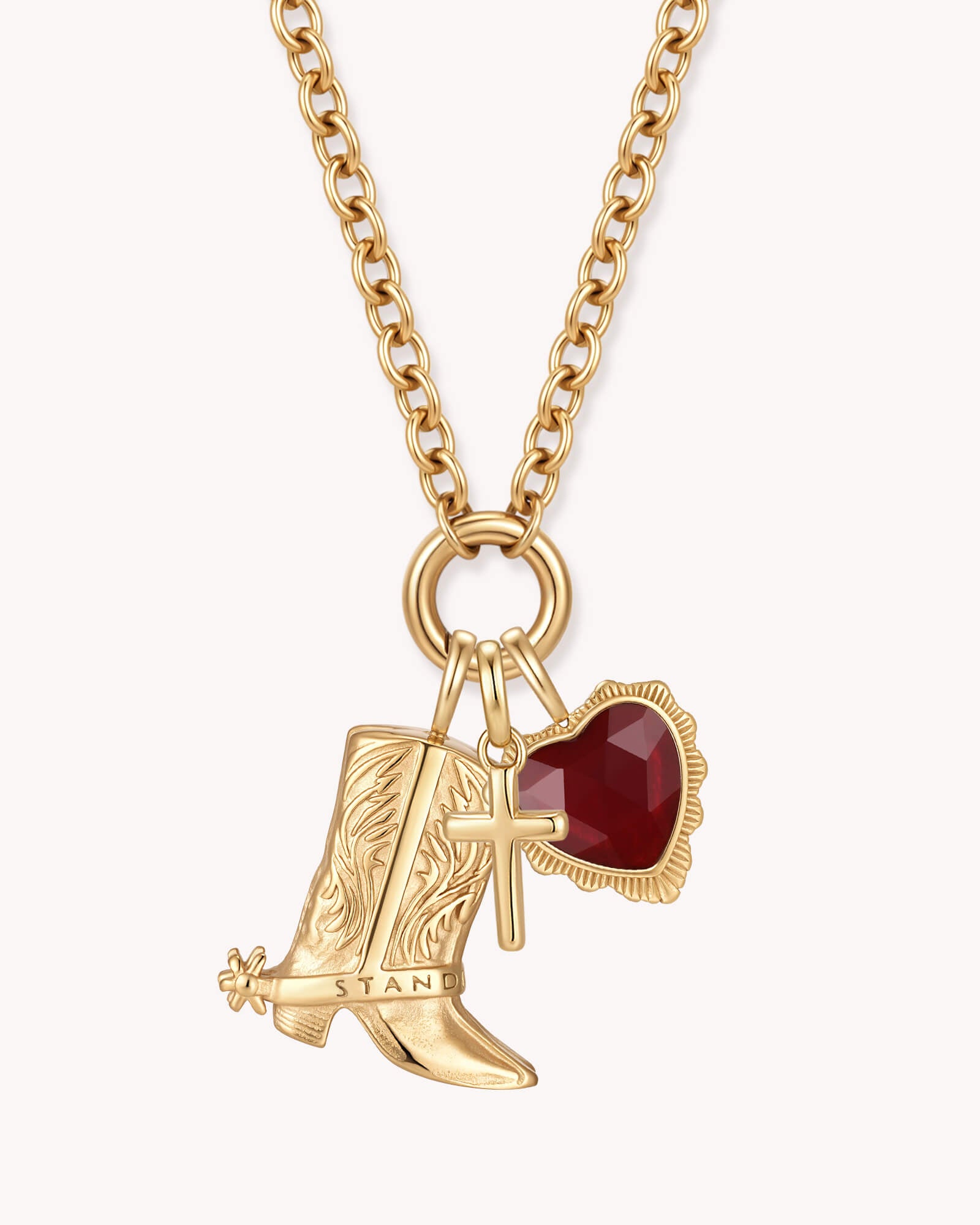 Standing Firm in His Love Gold Heart Necklace