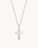 White Gold Classic Cross Cable Chain Necklace