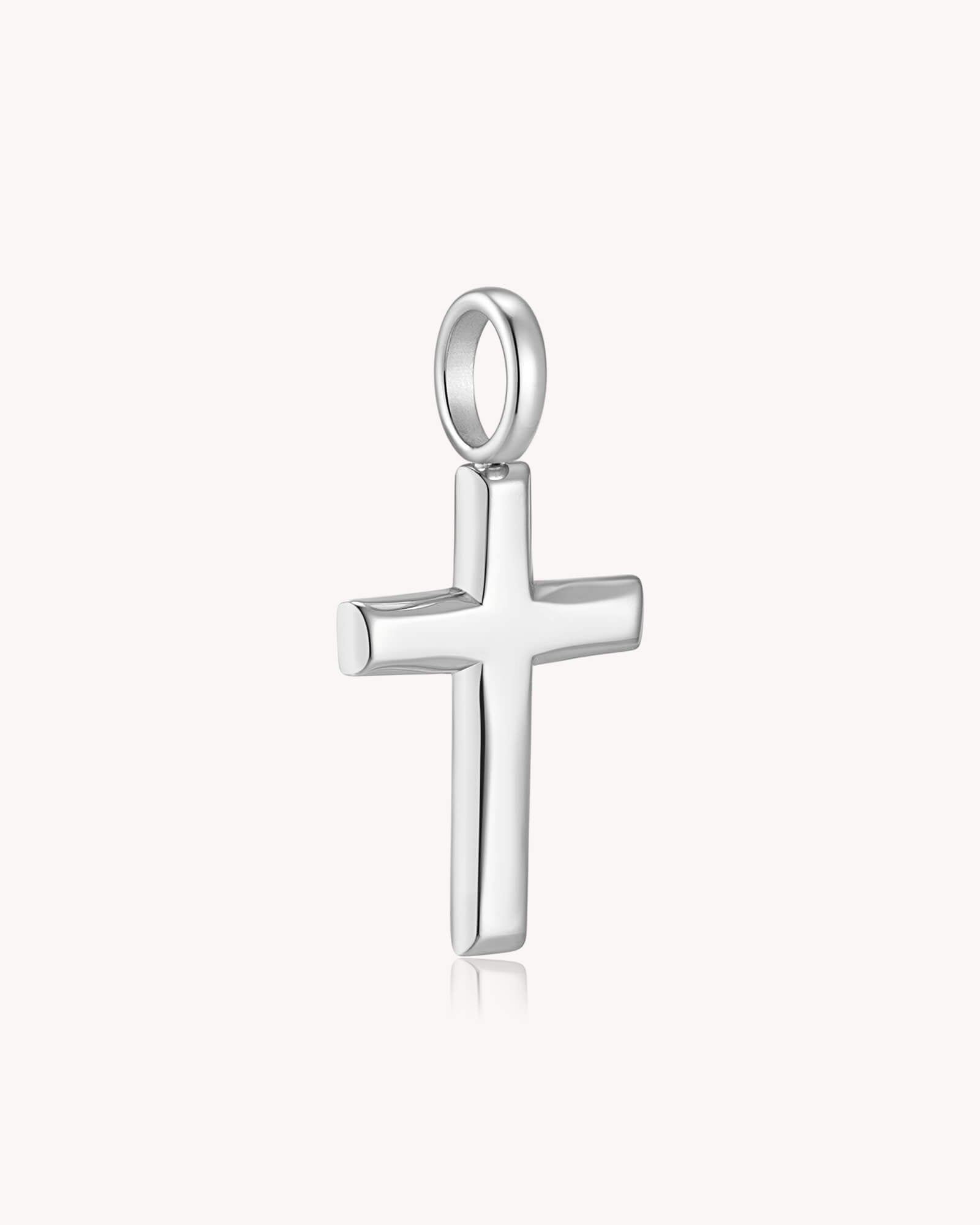 Angled view of White Gold Classic Cross Pendant