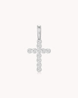 White Gold Cubic Zirconia Refined Cross Pendant