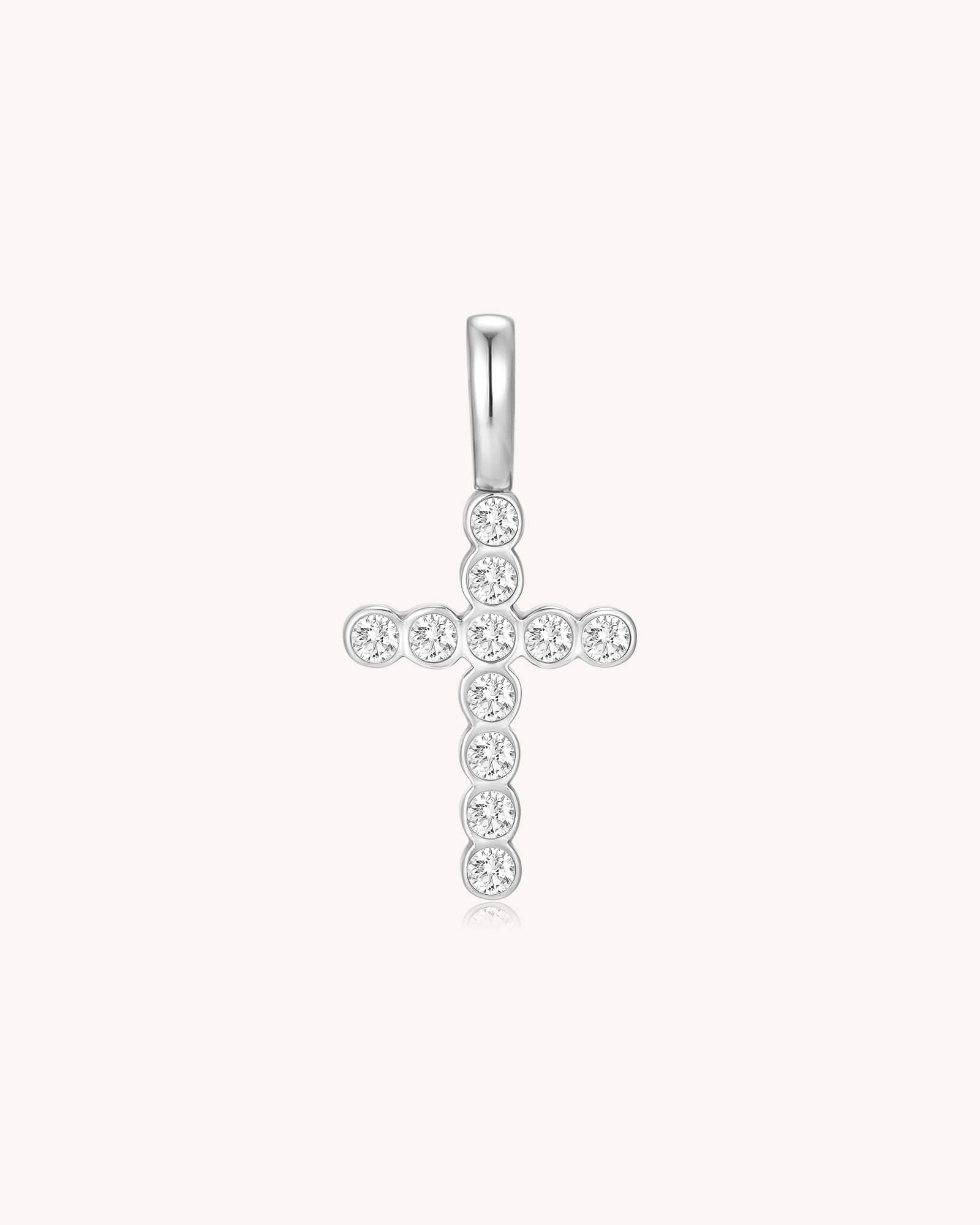 White Gold Cubic Zirconia Refinded Cross Pendant
