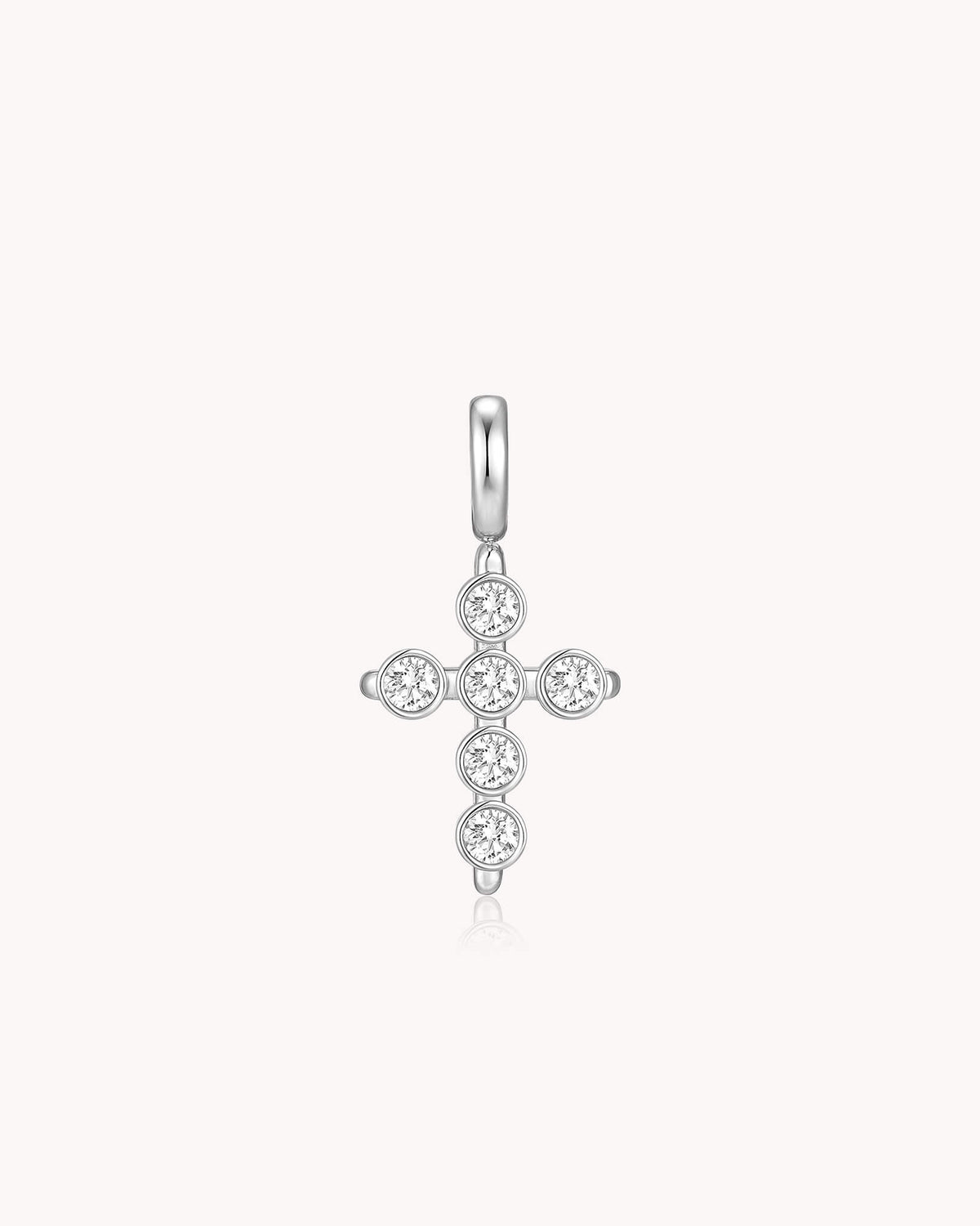 White Gold Cubic Zirconia Delicate Cross Pendant