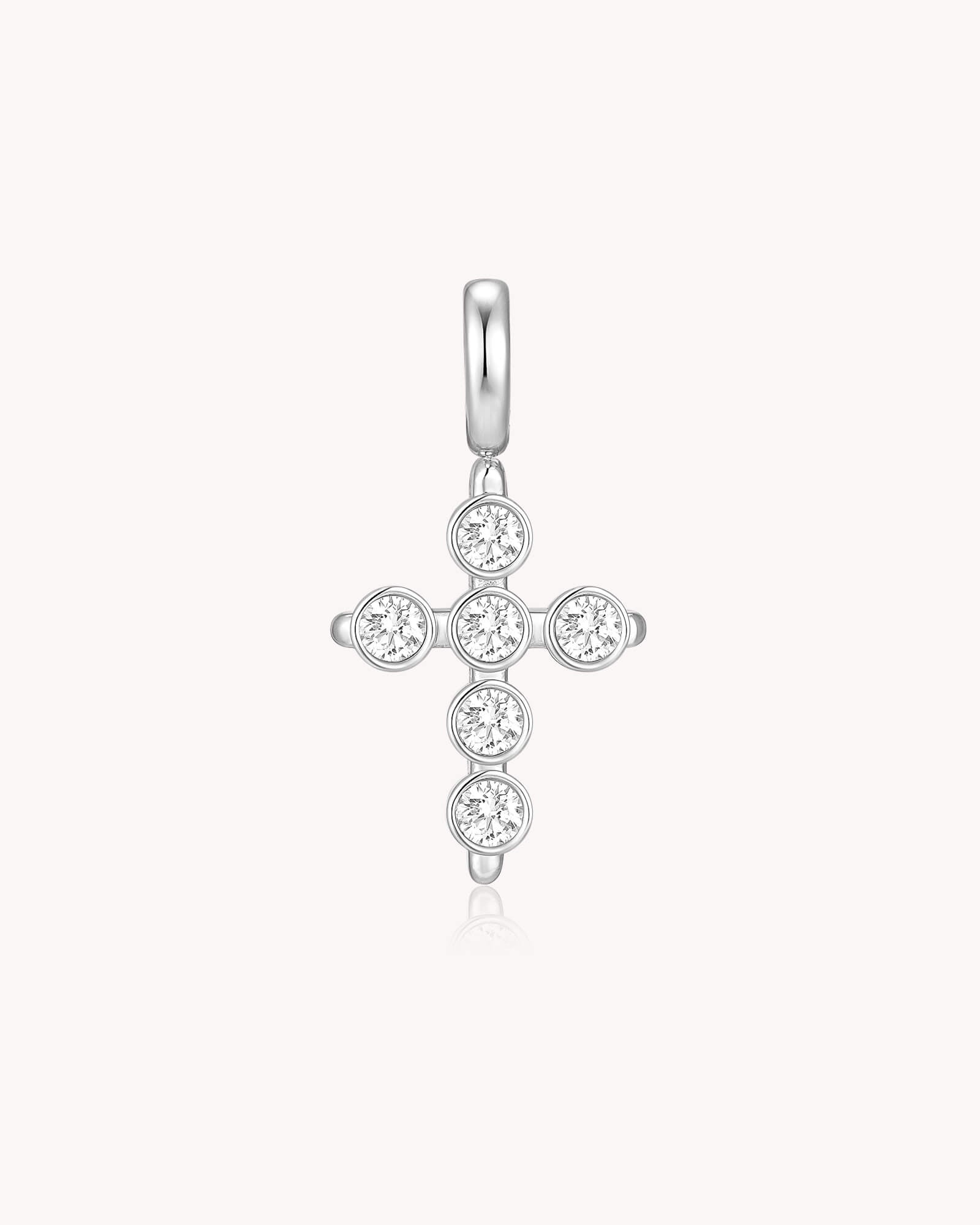 White Gold Cubic Zirconia Delicate Cross Pendant