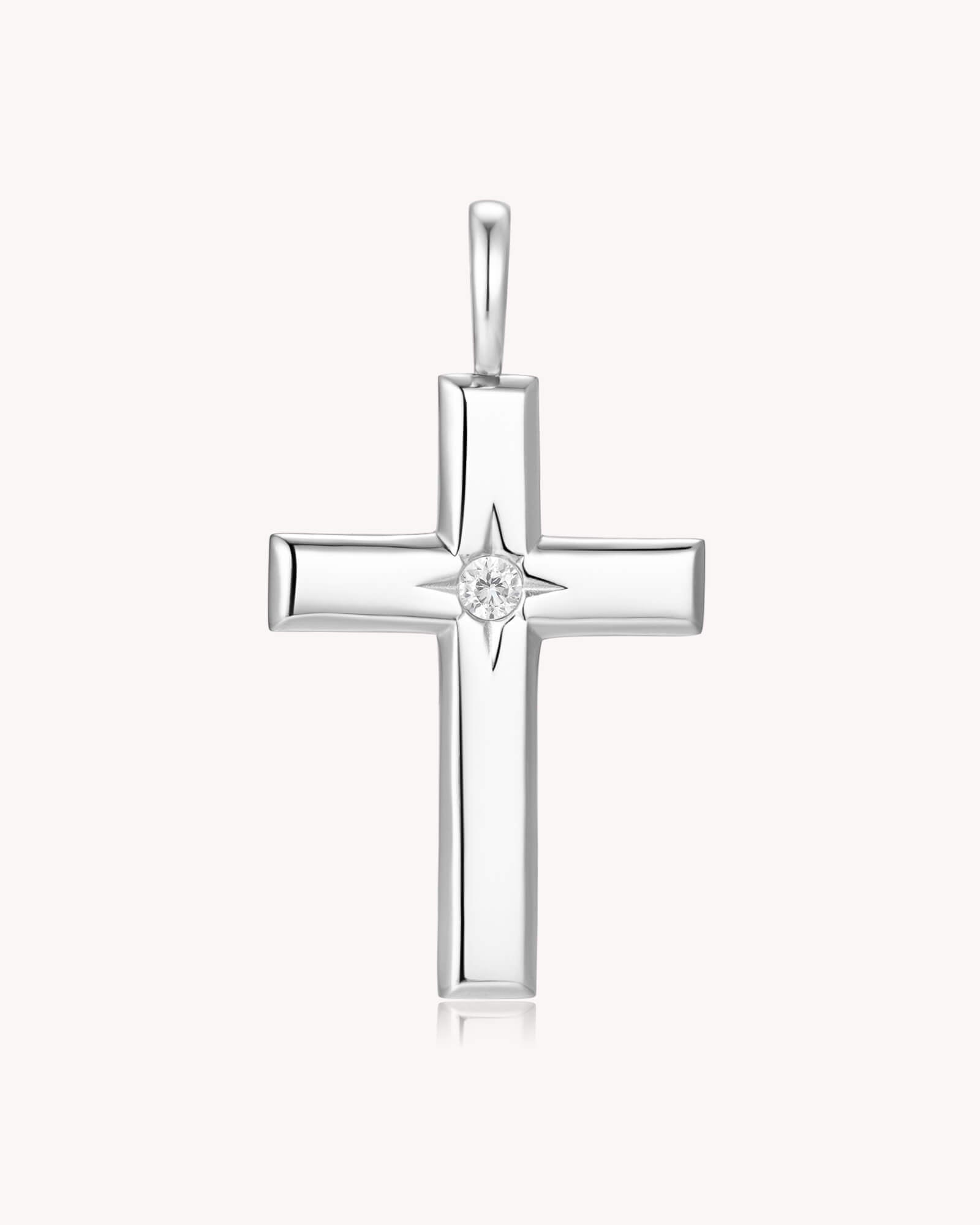 The Bright Morning Star White Gold Large Cross Pendant