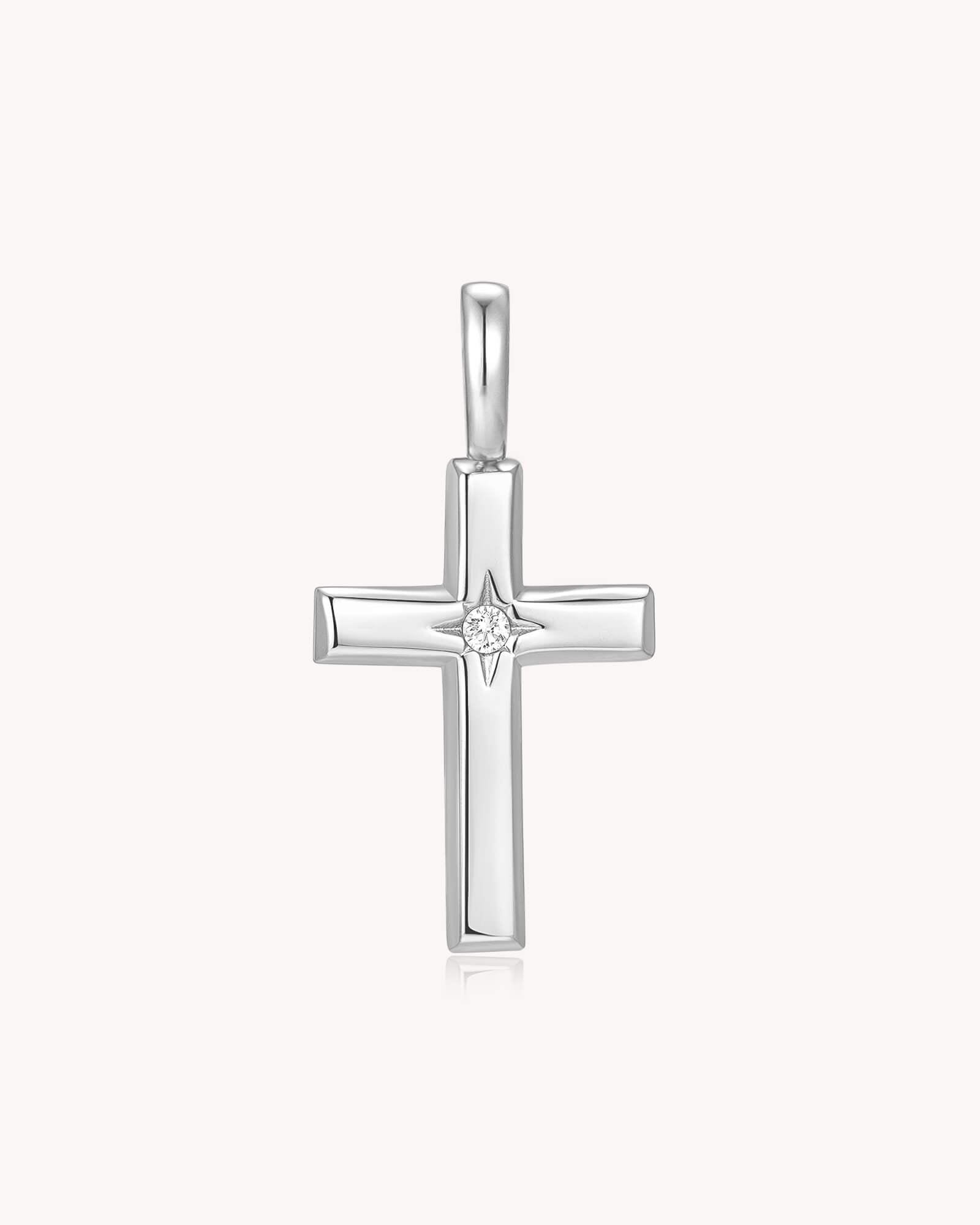 The Bright Morning Star White Gold Cross Pendant