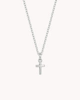 White Gold Petite Classic Cross Cable Chain Necklace