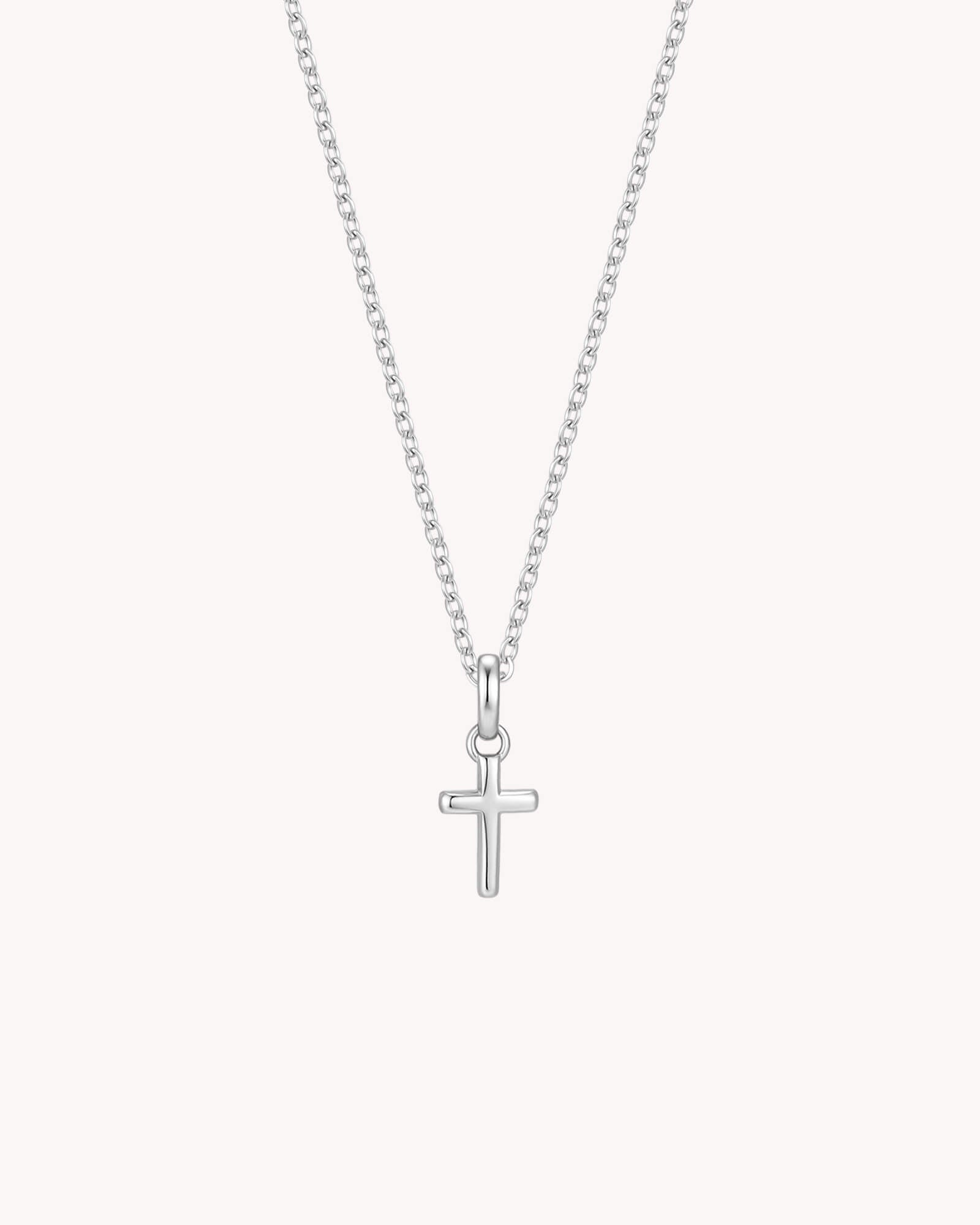 White Gold Petite Classic Cross Cable Chain Necklace
