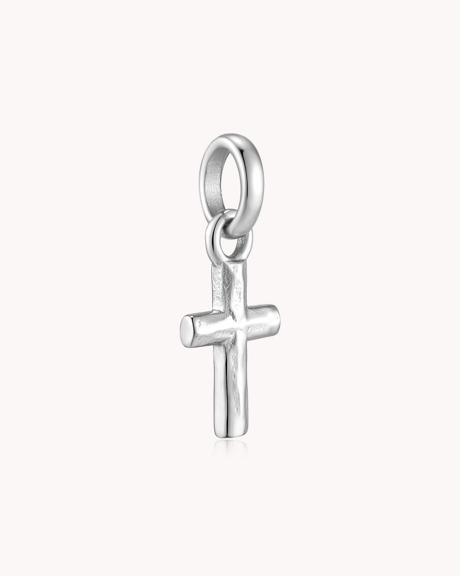 White Gold Petite Textured Cross Pendant