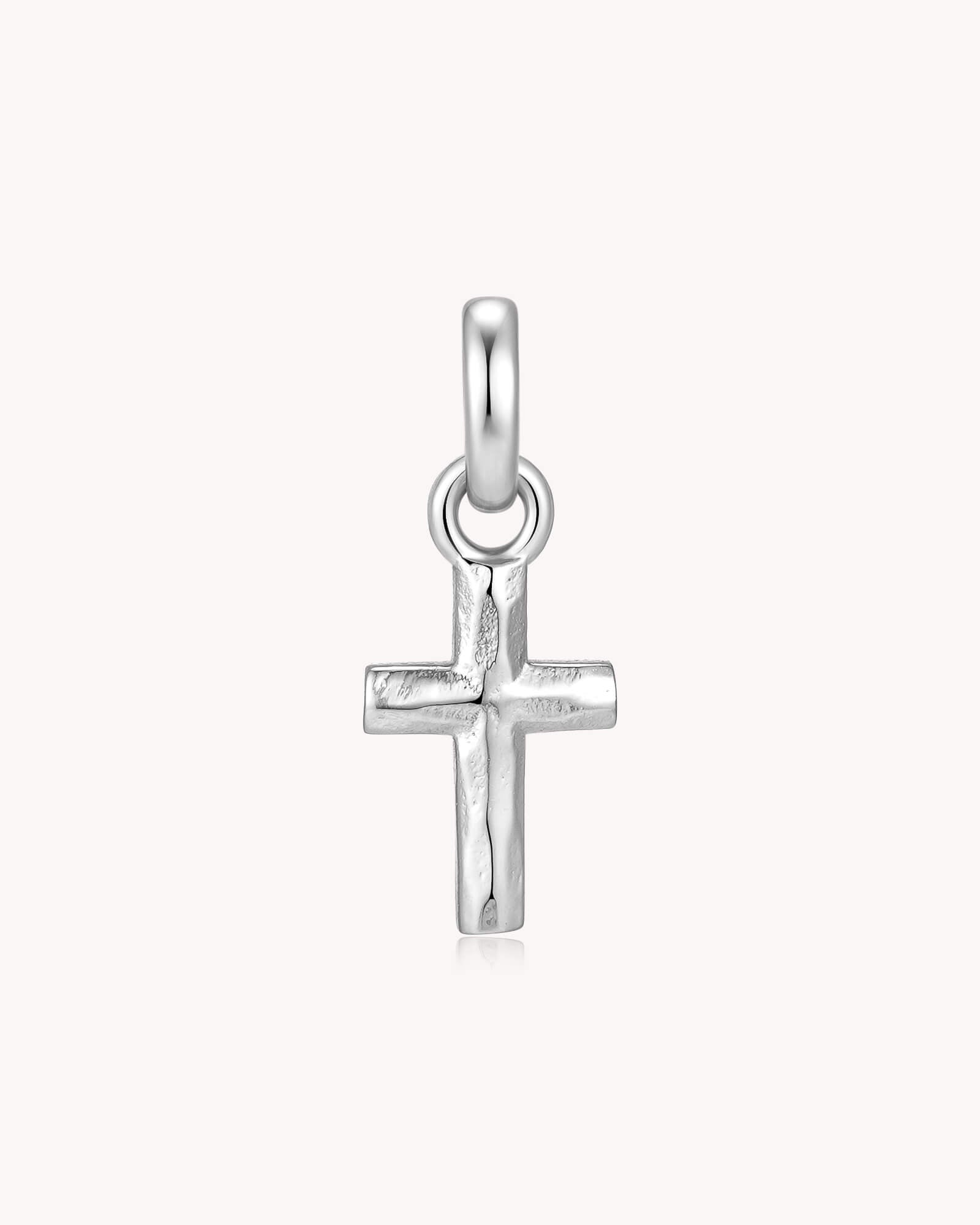 White Gold Petite Textured Cross Pendant